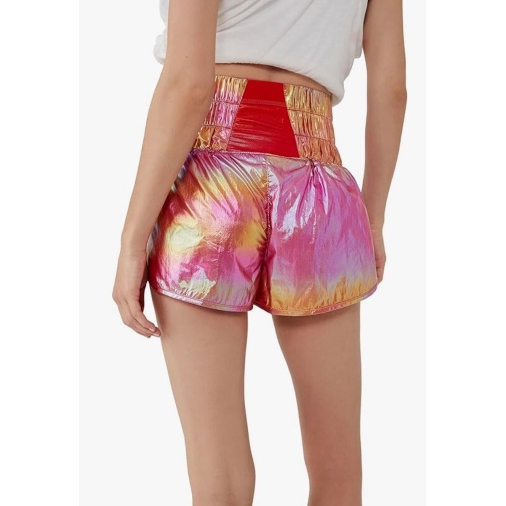 Free People Iridescent Pink Gold Athletic Shorts - Picture 2 of 9